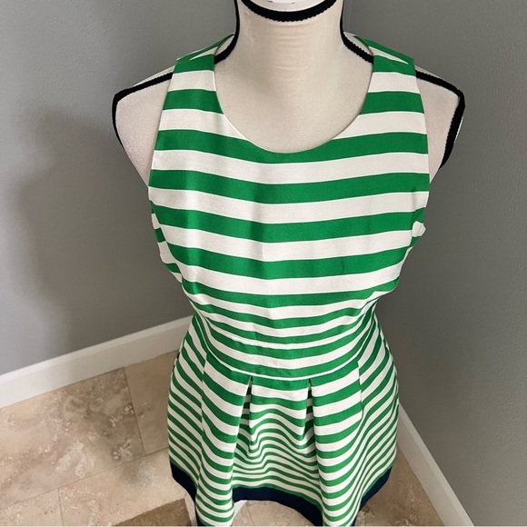 Eliza J Green and White Striped Midi Dress - Picture 3 of 13